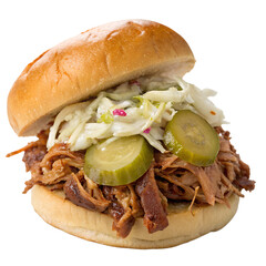 Pulled Pork Sandwich on transparent background