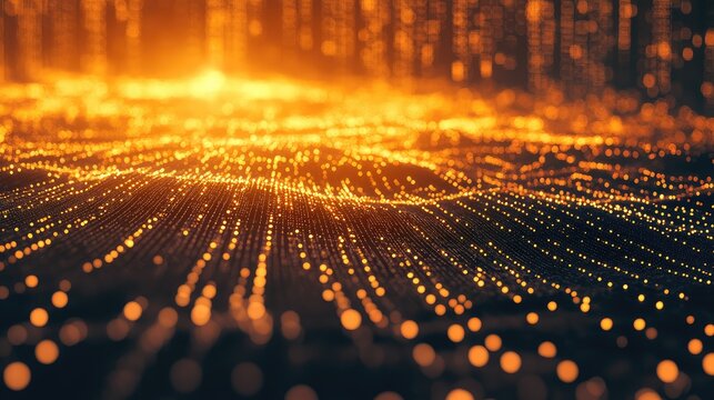 Abstract flowing data stream creating digital network connection - Powered by Adobe