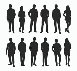 Standing people silhouette vector collection