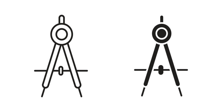 Drawing Compass icon Isolated flat vector in outline collection on white background