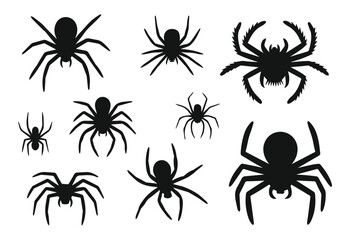 Spider silhouette vector collection of icons
