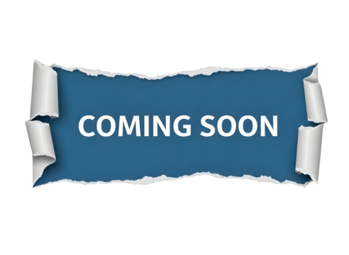 Coming soon text on ripped paper background isolated on transparent background - Powered by Adobe