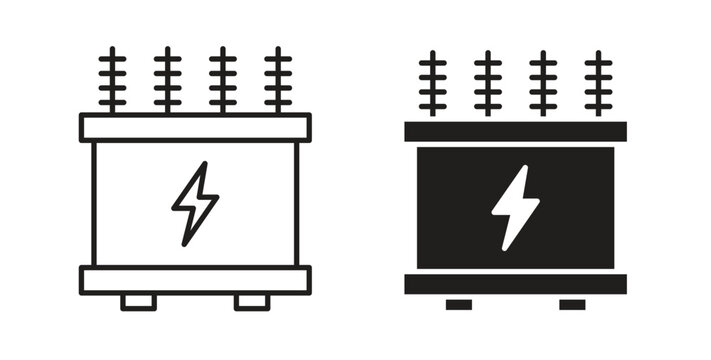 Electric transformer icon Isolated flat vector in outline collection on white background