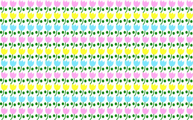 かわいいチューリップのシンプルなシームレスな背景イラスト_パステルカラー