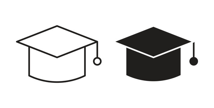 Graduation cap icon Isolated flat vector in outline collection on white background