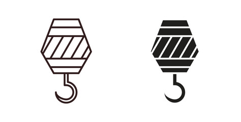 Industrial Crane hook icon Isolated flat vector in outline collection on white background © Bell