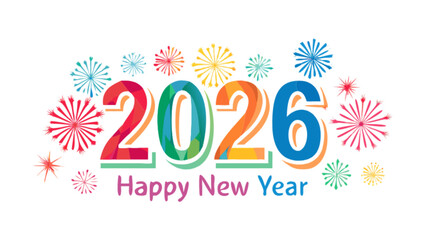 Happy new year 2026 celebration colorful design vector template for greeting card and banner background