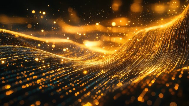 Golden particle flow forming data wave stream