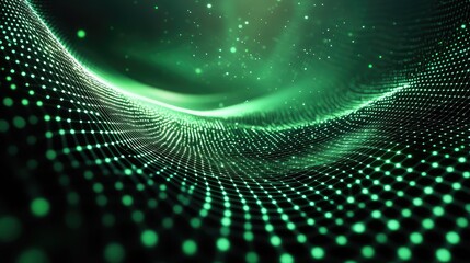 Green digital wave creating data particle network