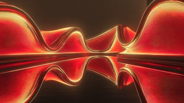 Abstract red glowing flowing wave pattern - Powered by Adobe