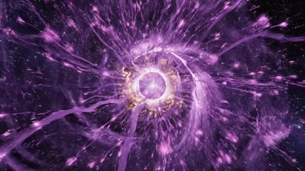 Cosmic energy vortex with swirling purple nebulae and bright central core - Powered by Adobe