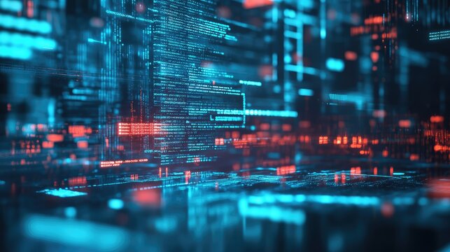 Abstract digital data processing with cyber security concept