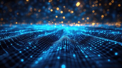 Digital network grid connecting data technology concept