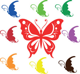 set of colorful butterflies