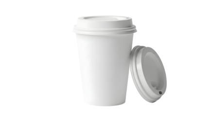 White Paper Coffee Cup with Lid Isolated on White - Ideal for Beverages & Hot Drinks