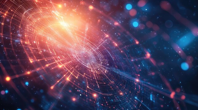 Abstract data flowing connecting global network technology