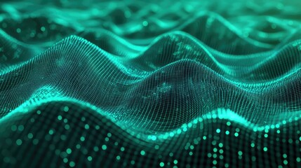 Digital wave creating abstract data network grid