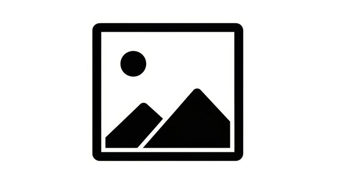 - Placeholder image icon, missing image symbol, black and white photo preview graphic
- Generic image file illustration, simplified photo icon, minimal image representation
- Mountain and sun icon, de