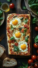 Italian Egg Pizza, Breakfast Food, Catering Photography and Pizza Material