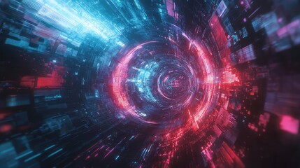 Obraz premium Digital data sending through futuristic cyberspace tunnel vortex