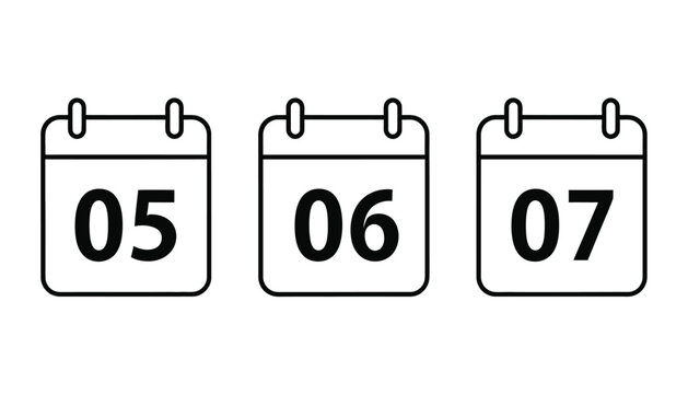 Plan your schedule with calendar dates 5th, 6th, and 7th for reminders