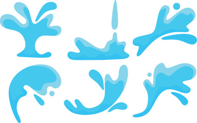 simple blue water splash set illustration	