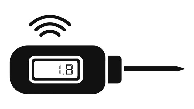 Digital oven thermometer with wireless signal, isolated on white background