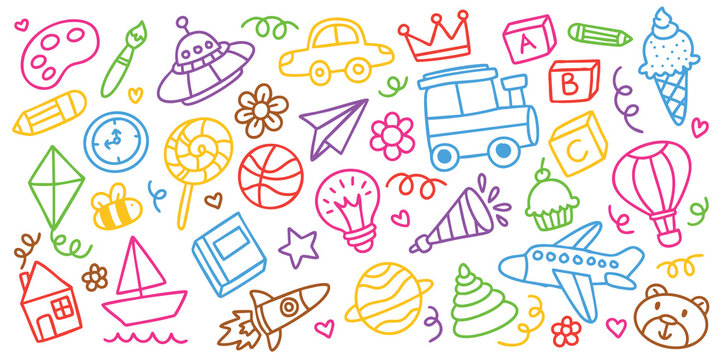Naklejki Hand drawn kids doodle element vector illustration