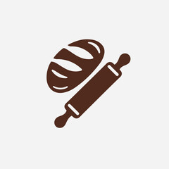 Obraz premium Minimalist Bread Loaf and Rolling Pin Logo for Bakery or Patisserie