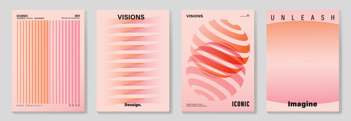 Fototapeta na wymiar Collection of 70s color gradient poster background vector. Set of retro wall decoration, groovy, trippy, geometric shape. Vintage hippie wall art for interior, decorative, banner, cover, card.