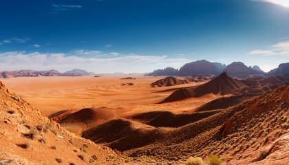Fototapeta premium Vast Desert Expanse With Rugged Mountains