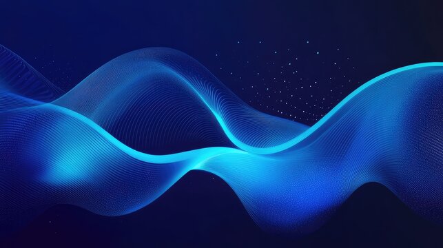 Blue particle wave flowing digital abstract background