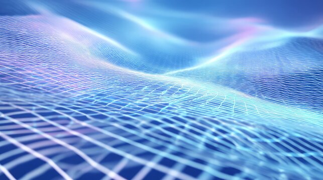 Blue digital data network grid abstract background