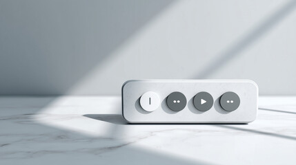 Minimal grey interface frame with soft shadows and abstract indicators, elegant corporate tech simplicity theme, with copy space