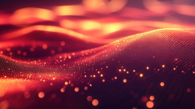 Digital wave processing glowing data particles background