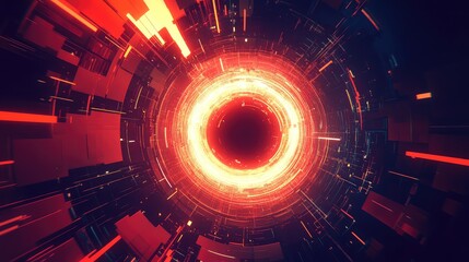 Futuristic digital tunnel creating abstract light portal