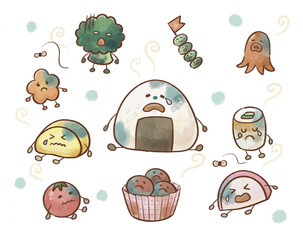 Spoiled Bento Food Watercolor Characters for Food Safety Education
