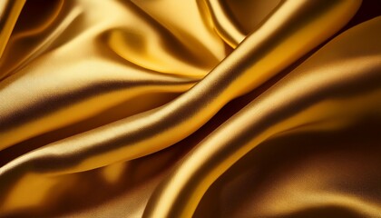 Golden Draped Satin Fabric Background