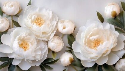 Abstract Floral Background With White Peony Flowers