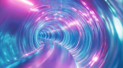 Obraz premium Abstract energy tunnel with glowing neon light moving