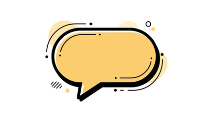 Dynamic yellow communication bubble with abstract graphic elements, perfect for message, chat, or dialogue interfaces and modern digital design projects, conveying interaction and information exchange
