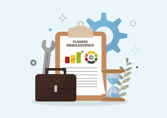 Planned Obsolescence Concept. Product lifespan and engineered decline. Flat design. Vector illustration