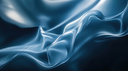Obraz premium Blue smooth flowing liquid silk abstract wave background