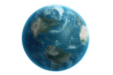 Fototapeta premium Earth planet rotating showing north america, south america, and africa, global warming concept, transparent background