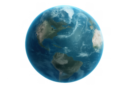 Earth planet rotating showing north america, south america, and africa, global warming concept, transparent background