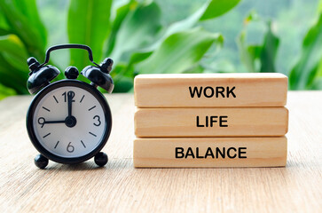 Work life balance text on wooden blocks. Working life balance concept.
