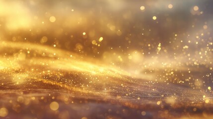 Naklejka premium Abstract shimmering gold dust particles creating bokeh effect