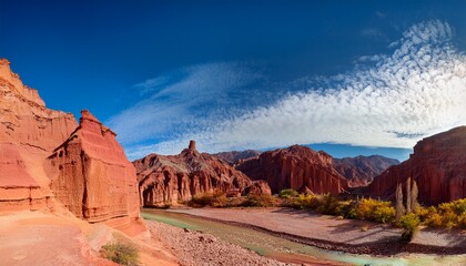Argentina La Yesera At The Quebrada De Las Conchas At Cafayate In Salta Argentina Situated In A Canyon With Beautiful Rock Formations Sand Stone Geological Layers Of Stone And Stunning Views