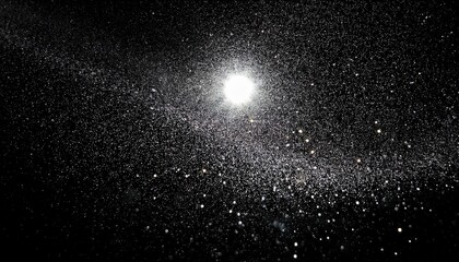 Glittering Silver Dust Drifting Across A Stark Black Background Illuminated By Pale Moonlight