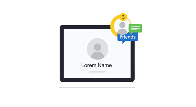 A sleek tablet displays a user profile with multiple social media notifications, symbolizing modern online communication and digital connectivity.